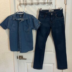 Blue Denim Shir size L and Jeans  size 14 Set 2